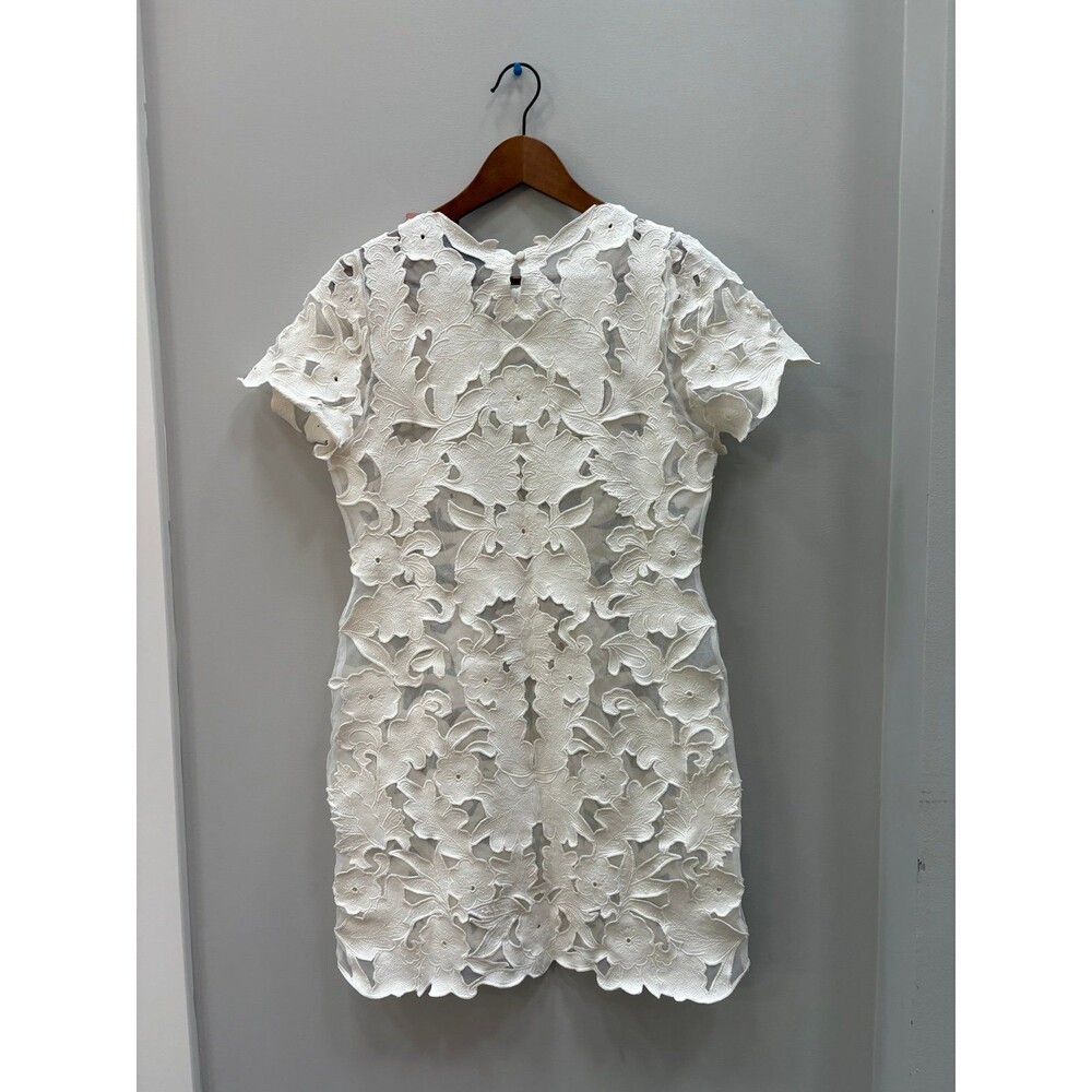 BHLDN White Floral Appliqué Short Sleeve Wedding Dress - Picture 2 of 6